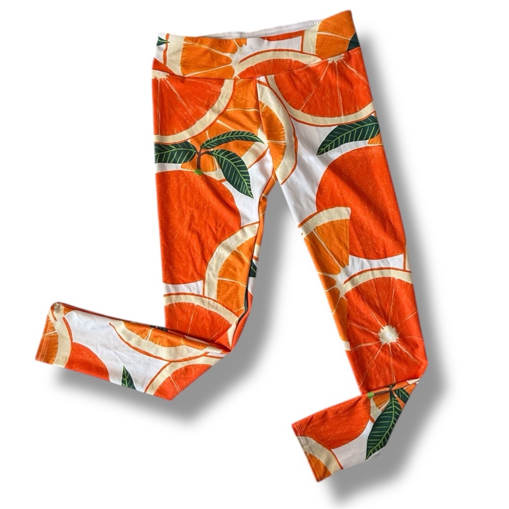 Society 6 Activewear Orange and White Cropped Yoga Leggings